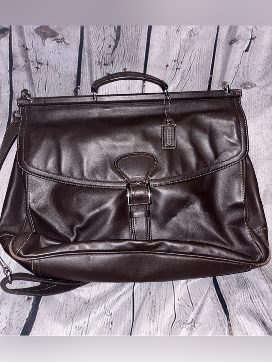 Coach Handbags - Vintage Coach Brown Leather Briefcase Messenger Bag Large Snap Handle Rare